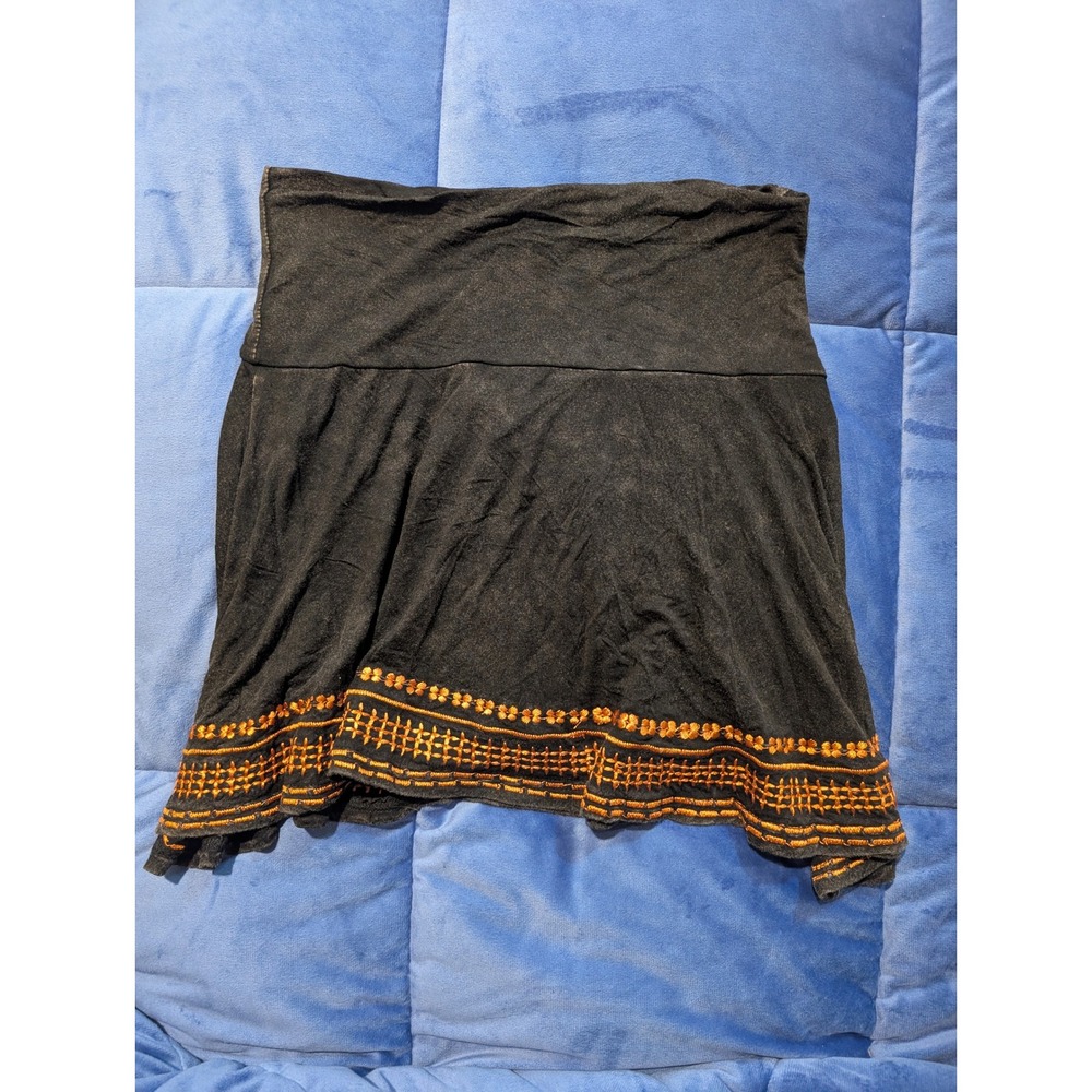 Pol Black Embroidered Boho Mini Skirt Cotton‎ Blend Women's - Size S